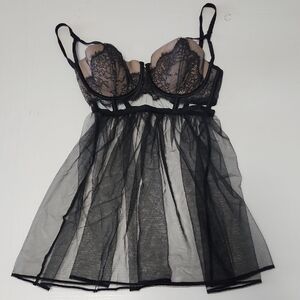 Victoria's Secret Black Lace Babydoll Lingerie